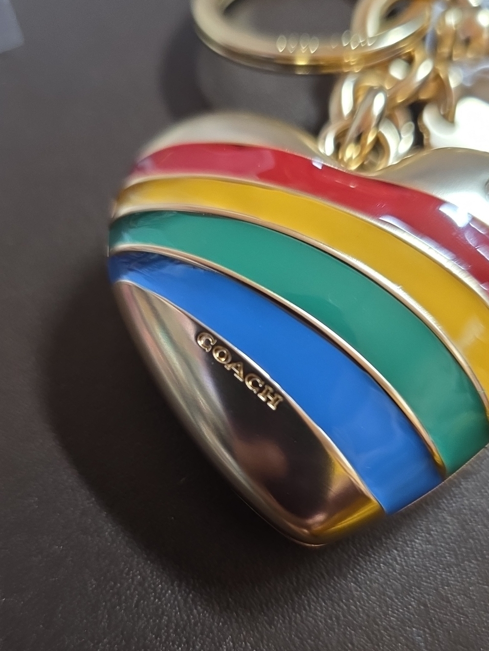 Coach Huge Heart Keychain Charm W/ Dog Clip Nwt - Picture 7 of 8